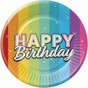 Moje Party TALÍŘE papírové Rainbow Bday 23cm 6ks