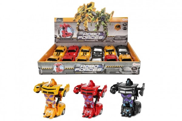 Teddies Transformer auto/robot kov/plast 13cm 3 barvy na zpětné natažení