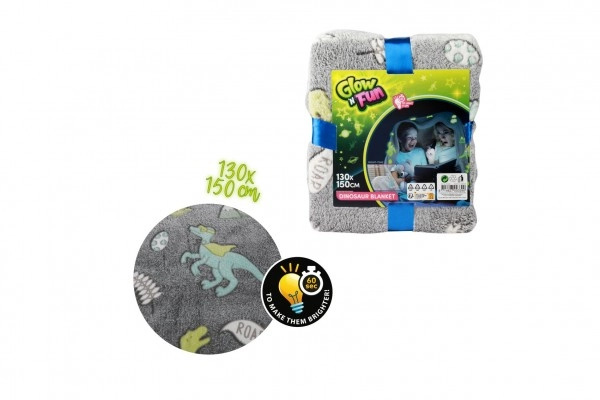 Teddies Deka Dinosaurus svítící ve tmě plyš šedivá