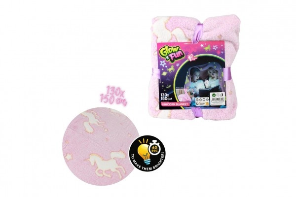Teddies Deka Jednorožec svítící ve tmě plyš růžová