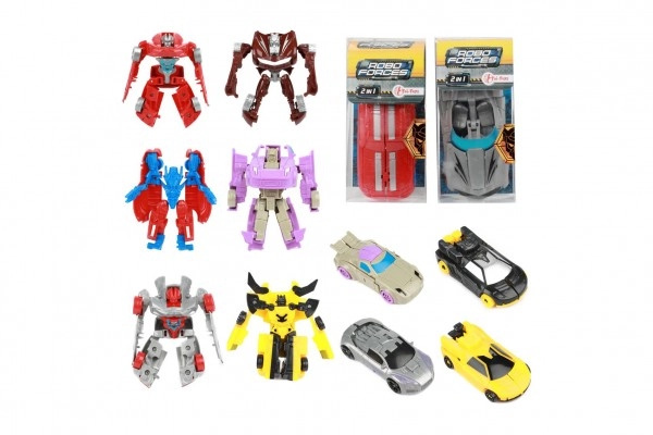Teddies Transformer auto/robot plast 10cm mix barev v plastové krabičce 5x10,5cm