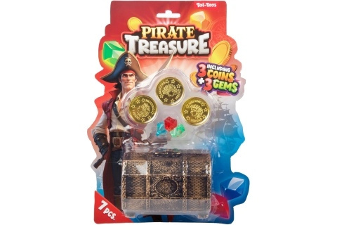 Pirátská truhla s mincemi a drahokamy pro děti