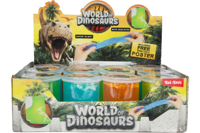 Sliz s dinosaurí kostrou – senzorická hračka pro děti