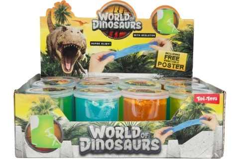 Sliz s dinosaurí kostrou – senzorická hračka pro děti