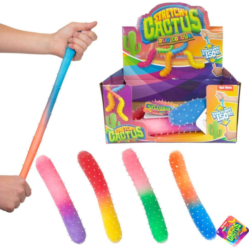 Kaktus antistresový natahovací plněný pískem 290g silikon 24cm 4 barvy 24ks v boxu