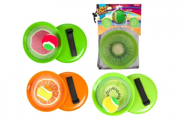 Lambáda Catch Ball hra – míček na suchý zip, design ovoce, 18 cm