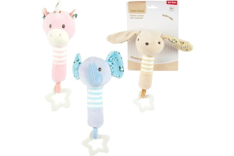Plyšové chrastítko se zvířátkem s kousátkem Little Stars