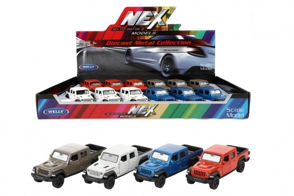 Auto Welly 2020 Jeep Gladiatotor kov/plast 12cm 4 barvy na zpětné natažení 12ks v boxu