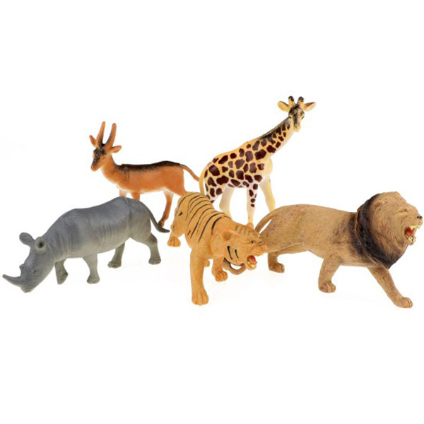 Teddies Zvířata safari plast 11-15 cm 5 ks v sáčku