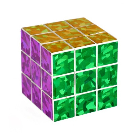 Teddies Kostka skládací hlavolam plast třpytivá 6 5x6 5cm