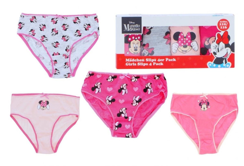 Dívčí bavlněné kalhotky Minnie - 4 ks – Velikost 4