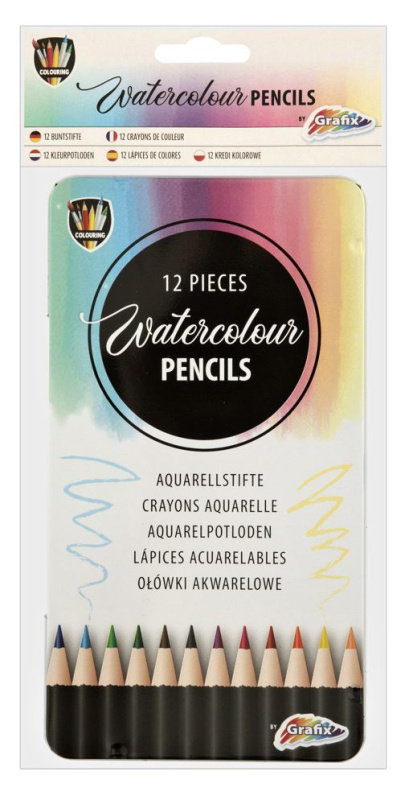 Akvarelové pastelky v plechové krabičce 12 ks