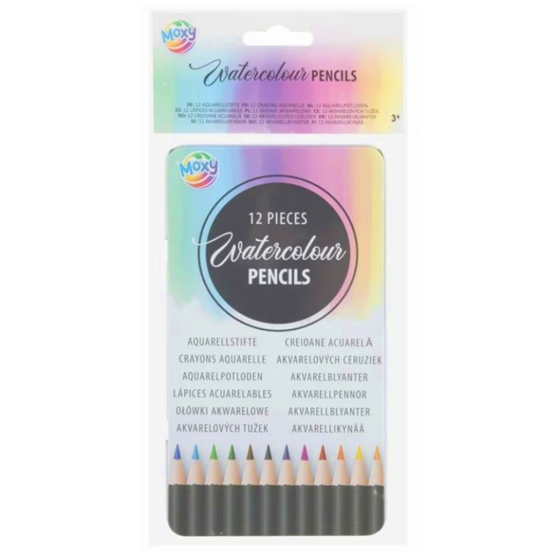 Akvarelové pastelky v plechové krabičce 12 ks