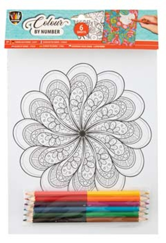 GRAFIX Malování podle čísel s pastelkami Mandaly a vzory 158556 29,5 x 21 cm