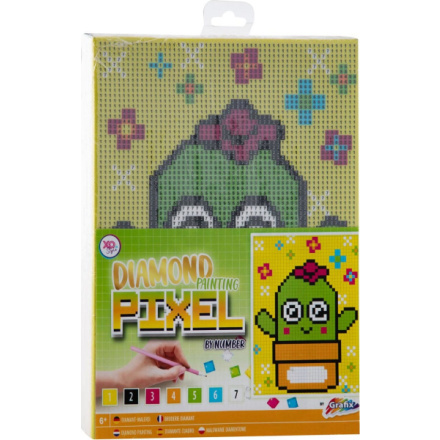 Grafix Diamantové malování Pixel Kaktus 15 x 20 cm na plátně