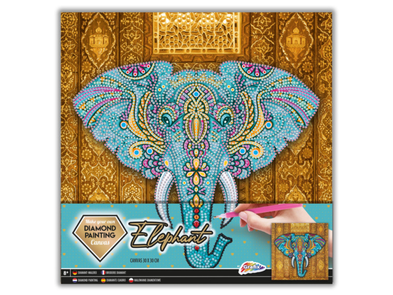 GRAFIX Diamantové malování na rámu Slon 30x30cm