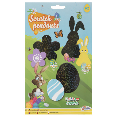 MAC TOYS Velikonoční škrabací přívěsky, 8,5 cm