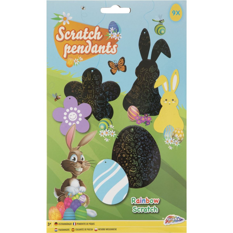 MAC TOYS Velikonoční škrabací přívěsky, 8,5 cm