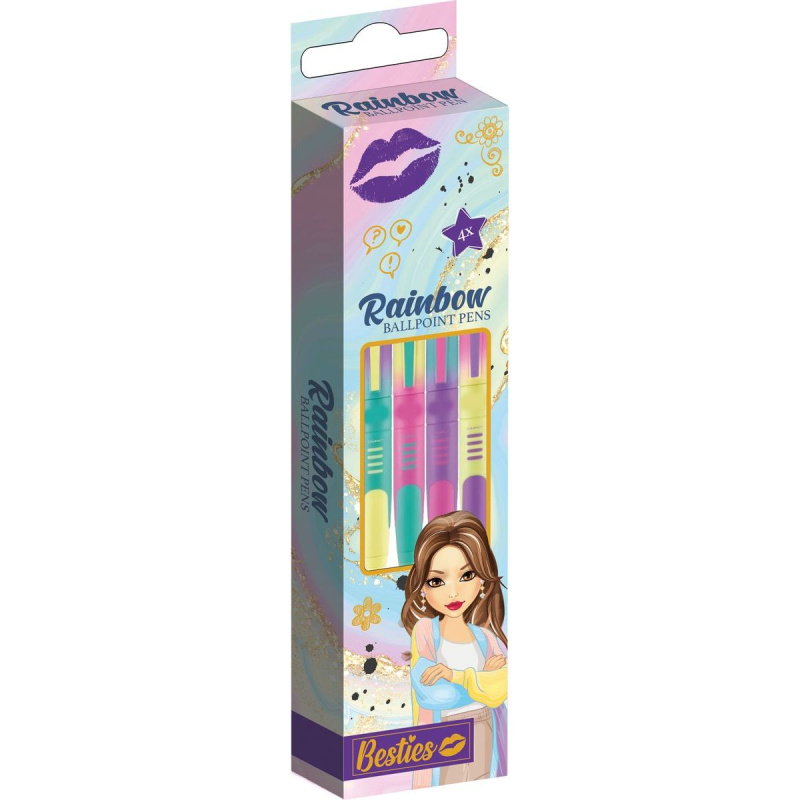 Prospisovací pera Besties duhová 4 ks