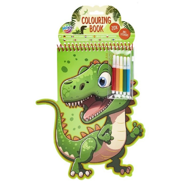 Omalovánky 30 × 22 cm - dinosaurus (20ks) + fixy (5ks)