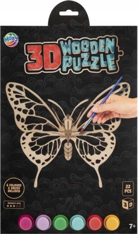 MOXY dřevěné 3D vybarvovací puzzle motýl