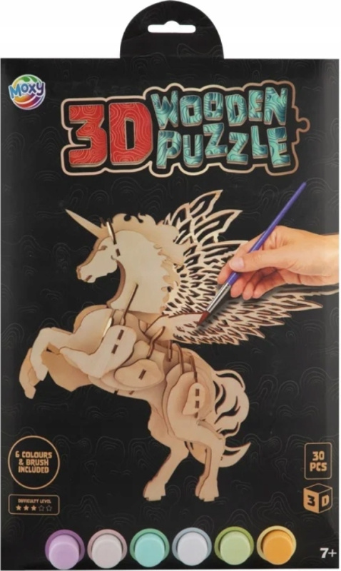 MOXY Dřevěné 3D vybarvovací puzzle Jednorožec