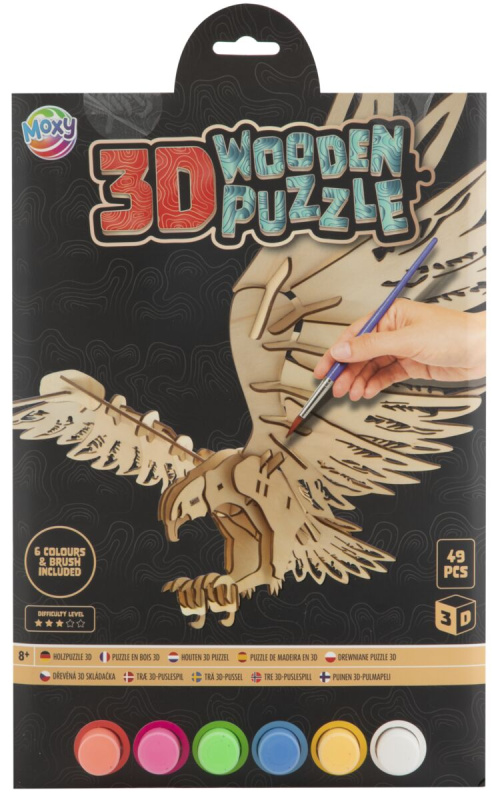 MOXY Dřevěné 3D vybarvovací puzzle Orel