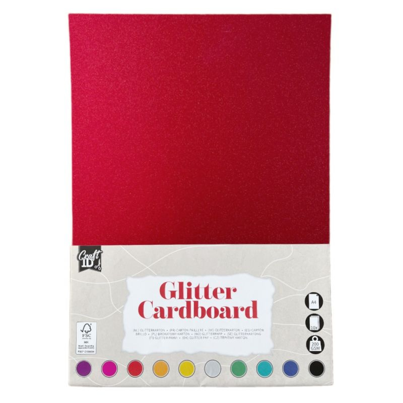 Sada jednobarevných třpytivých papírů (200g/m2, 10 listů) A4