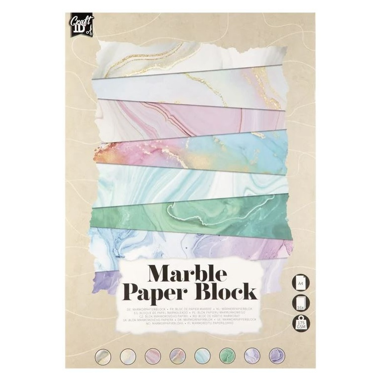 Sada jednostranných papírů Mramor (175g/m2,16 listů) A4