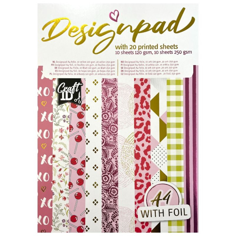 Sada jednostranných papírů Růžové vzory (120-250g/m2,20 listů) A4