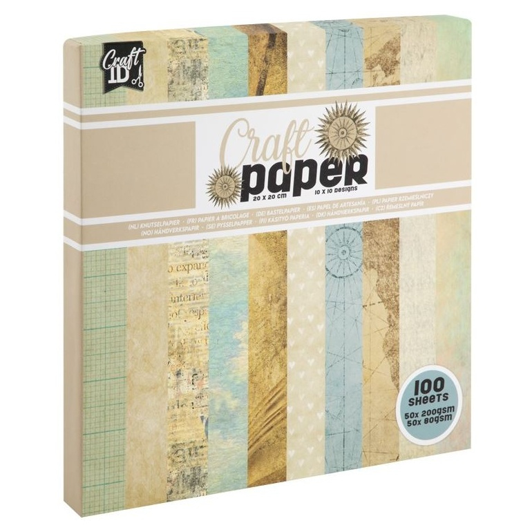 Sada jednostranných papírů Vintage (80-200g/m2,100 listů) 20×20cm