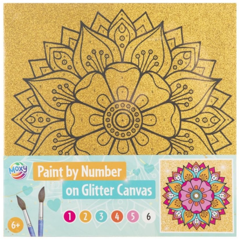 Malování podle čísel na třpytivém plátně sada (25×25cm) mandala