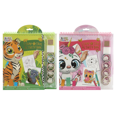 Grafix Omalovánky s razítky a washi páskami 28x21 cm Safari