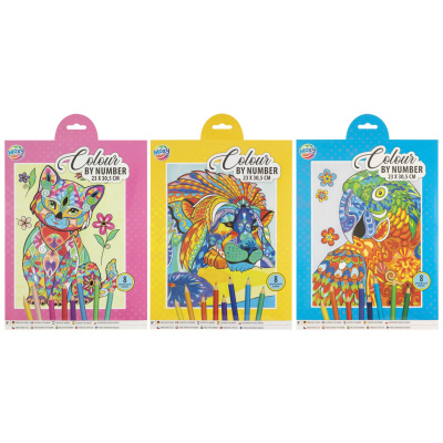Malování podle čísel s pastelkami - zvířecí motivy