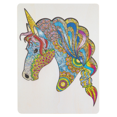 Dřevěné puzzle jednorožec