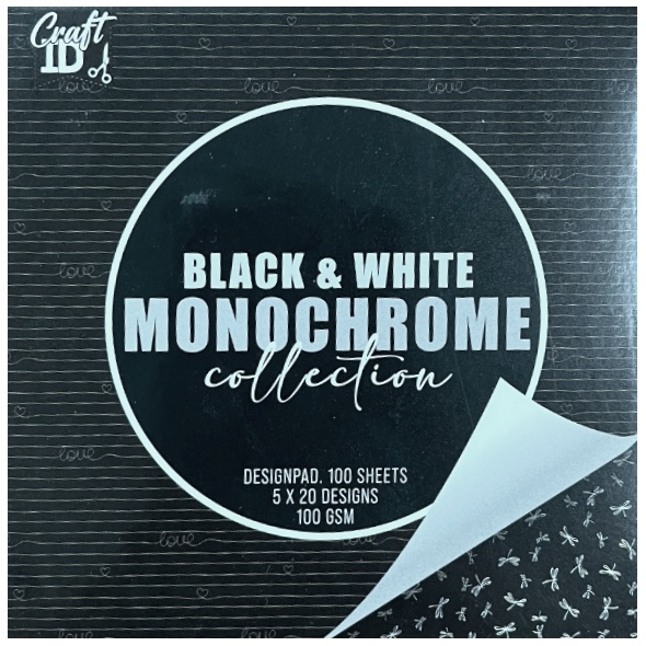 Sada jednostranných papírů Black & White Monochrome (110g/m2,100 listů) 10×10cm