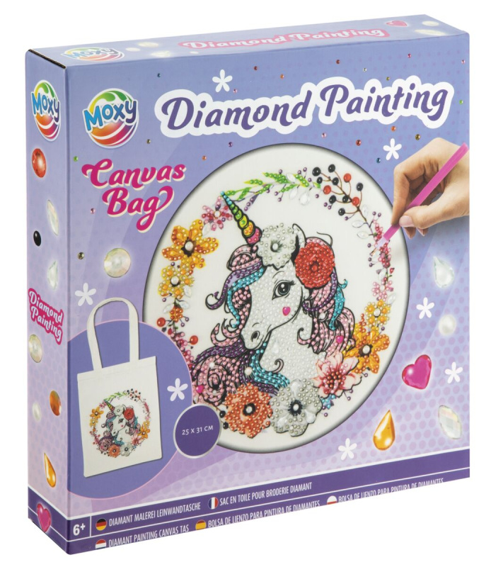 GRAFIX Diamantové malování Plátěná taška Jednorožec 25x31 cm