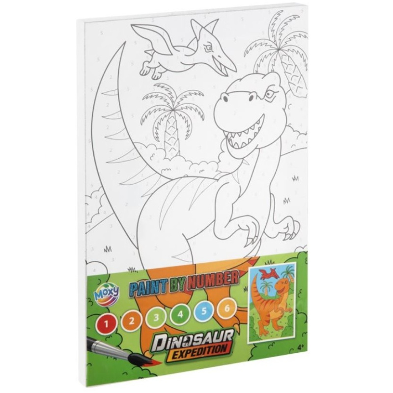 Malování na plátno podle čísel sada (19,5x29,7cm) dinosauři