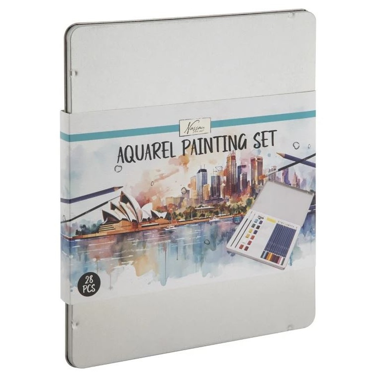 Akvarelové barvy a pastelky sada (24ks) s příslušenstvím
