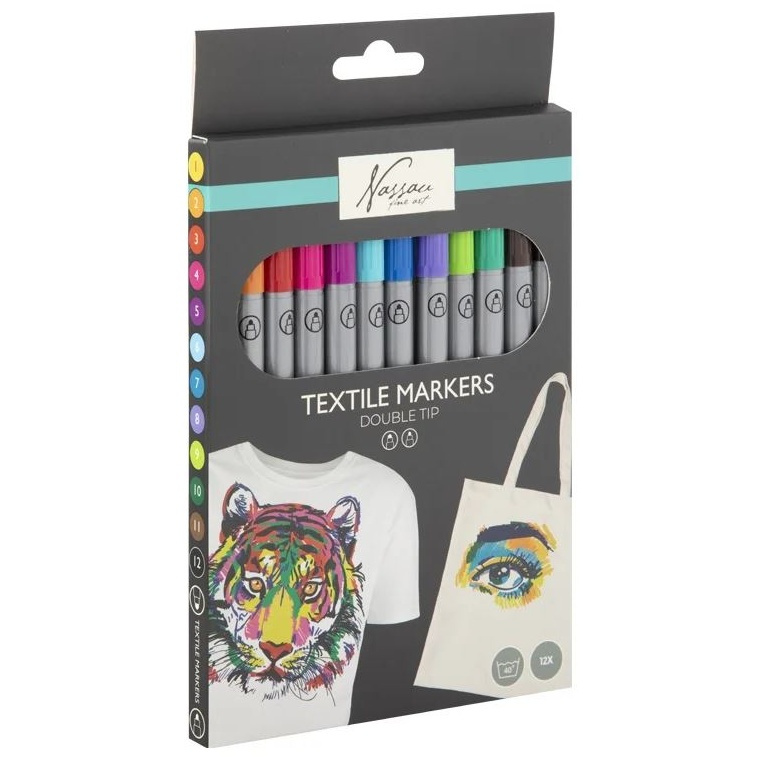 Fixy na textil oboustranné sada (12ks)