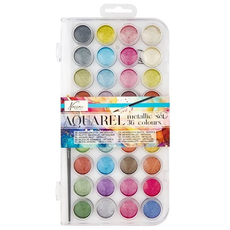 Akvarelové barvy sada metalická (36ks) + štětec