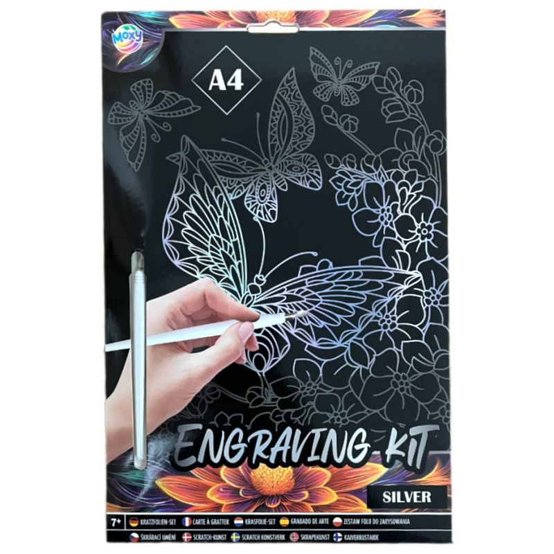 Škrabací obrázek A4 - motýl (1ks)