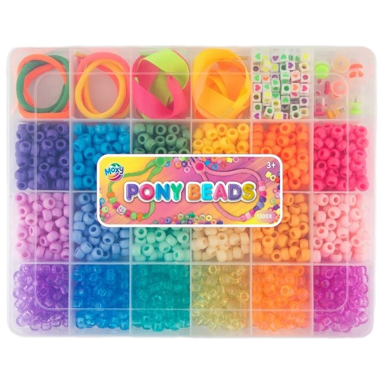 Plastové korálky navlékací v plastové krabičce (1400ks) mix barev