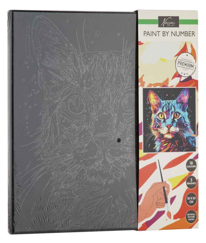 Malování podle čísel na černé plátno – kočka