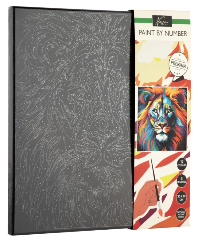 Malování podle čísel na černé plátno – lev