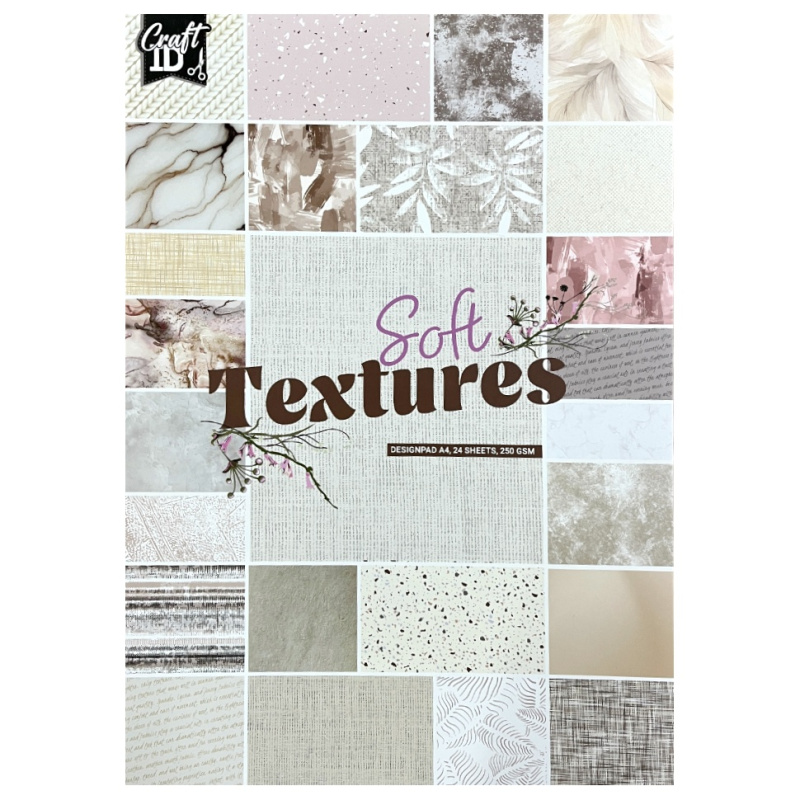 Sada oboustranných papírů Soft Textures (250g/m2,24 listů) A4