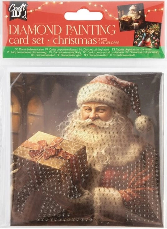 Diamantové malování – vánoční přání Santa a sob 13 × 13 cm