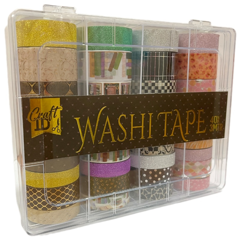 Samolepicí papírová washi páska sada - mix barev (40ks)