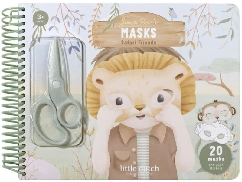 Little Dutch Kniha s vystřihovacími maskami Safari Friends