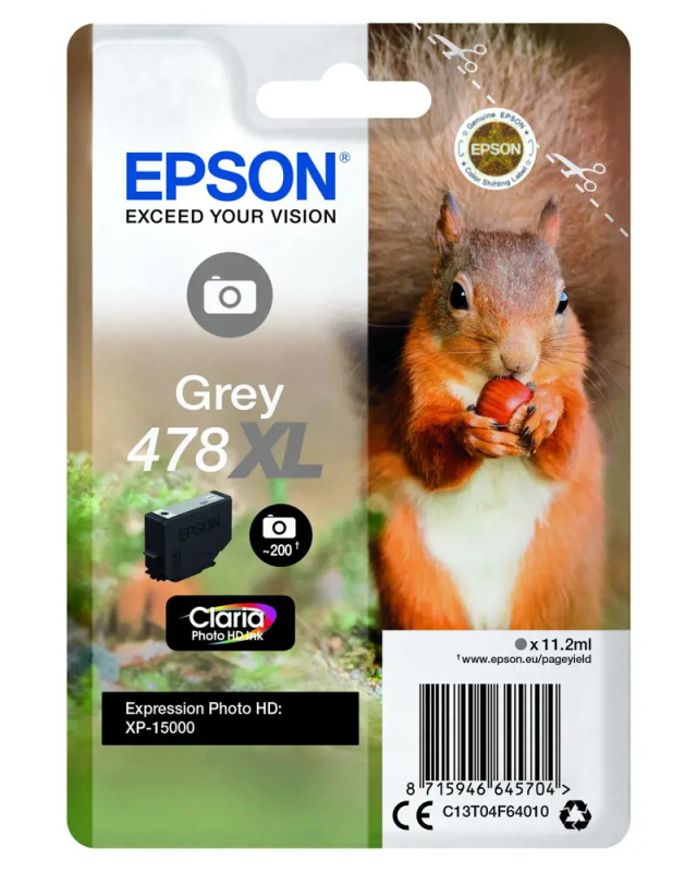 Epson 478XL Squirrel Claria Photo HD šedý